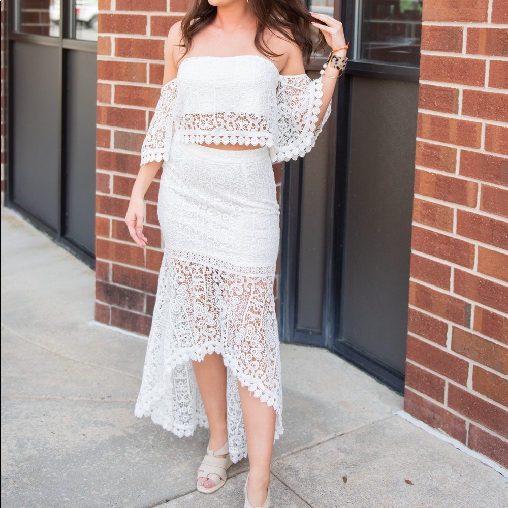 White Lace Two Piece Set NWT